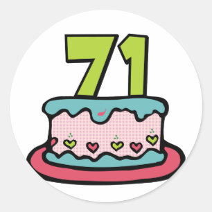 71 Year Old Birthday Cake Classic Round Sticker