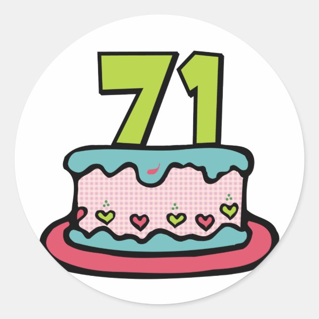 71 Year Old Birthday Cake Classic Round Sticker (Front)