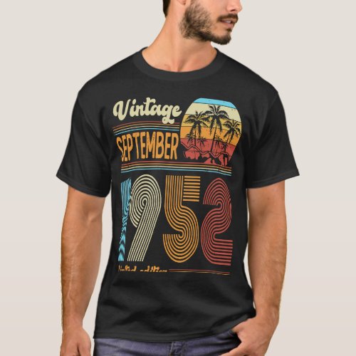 71 Years Old Birthday  Vintage September 1952 Wome T_Shirt