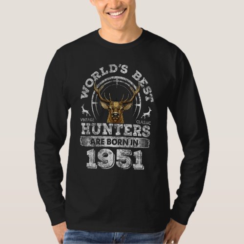 71 Years Old Deer Hunter Born In 1951 71st Birthda T_Shirt