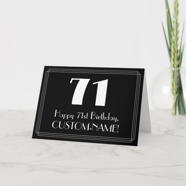71st Birthday ~ Art Deco Inspired Look "71", Name Card (Front)