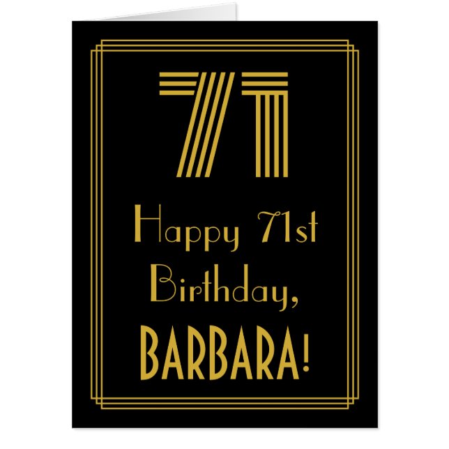 71st Birthday: Art Deco Inspired Look “71” + Name Card (Front)
