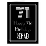 [ Thumbnail: 71st Birthday — Art Deco Inspired Look “71” + Name Card ]