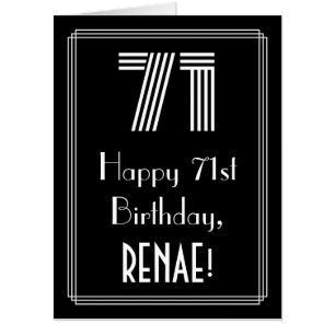 71st Birthday — Art Deco Inspired Look “71” + Name Card