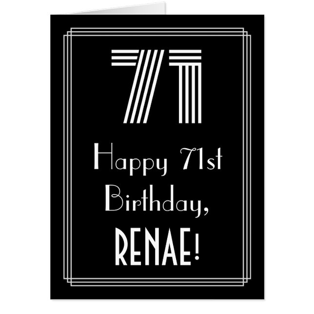 71st Birthday — Art Deco Inspired Look “71” + Name Card (Front)