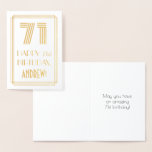 [ Thumbnail: 71st Birthday - Art Deco Inspired Look "71" & Name Foil Card ]