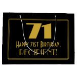 [ Thumbnail: 71st Birthday — Art Deco Inspired Look "71" & Name Gift Bag ]
