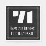 [ Thumbnail: 71st Birthday: Art Deco Inspired Look "71" + Name Napkins ]