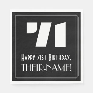 71st Birthday: Art Deco Inspired Look "71" + Name Napkins