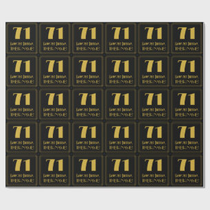 71st Birthday ~ Art Deco Inspired Look "71", Name Wrapping Paper