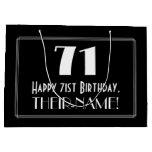 [ Thumbnail: 71st Birthday: Art Deco Inspired Style "71", Name Gift Bag ]
