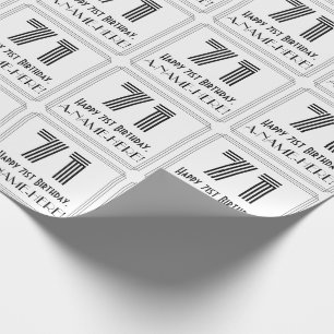 71st Birthday: Art Deco Inspired Style "71" + Name Wrapping Paper