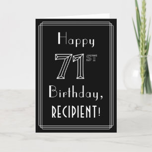 71st Birthday: Art Deco Style # 71 & Custom Name Card
