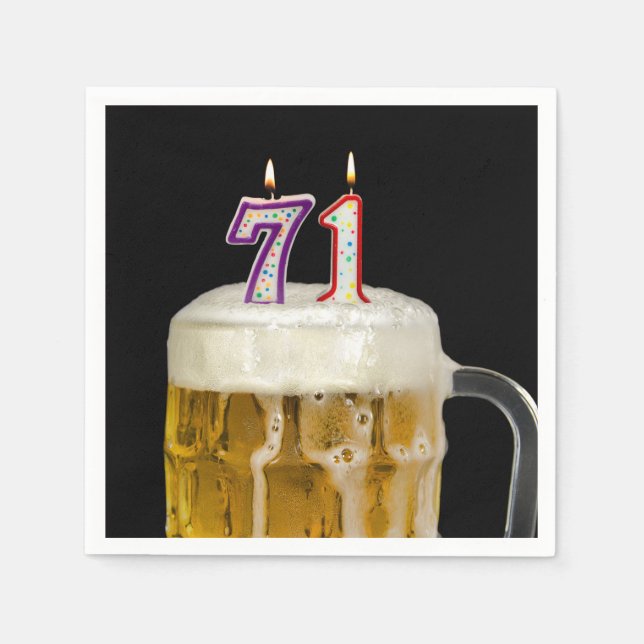 71st Birthday Beer on black Napkins (Front)