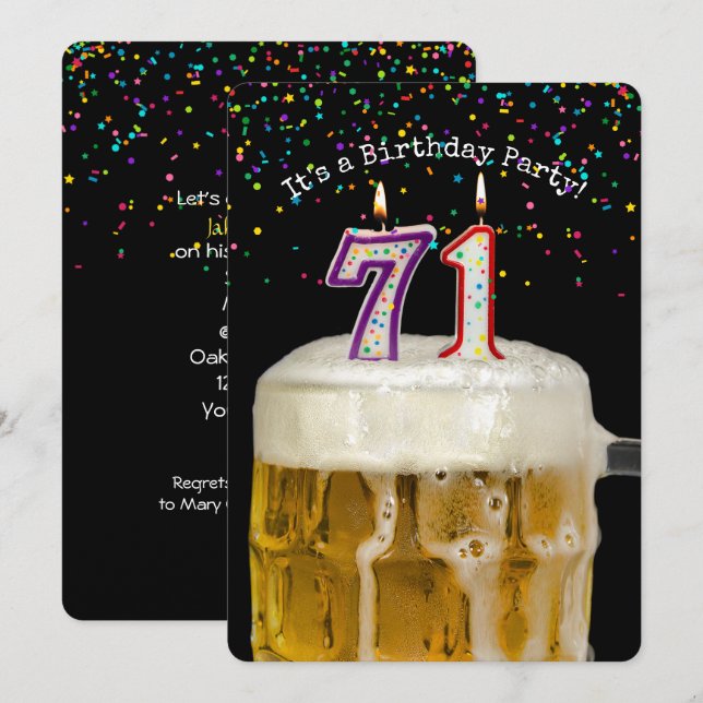 71st Birthday Beer Party Invitation (Front/Back)