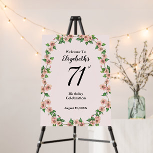 71st Birthday Blush Pink Floral Welcome Sign