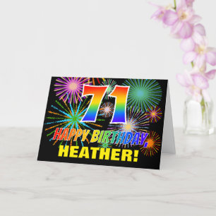 71st Birthday: Bold, Fun, Fireworks, Rainbow 71 Card