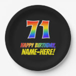 [ Thumbnail: 71st Birthday: Bold, Fun, Simple, Rainbow 71 Paper Plates ]