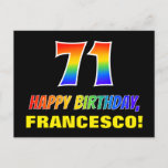 [ Thumbnail: 71st Birthday: Bold, Fun, Simple, Rainbow 71 Postcard ]
