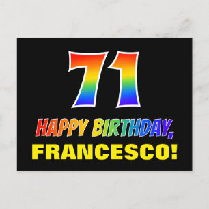 71st Birthday: Bold, Fun, Simple, Rainbow 71 Postcard