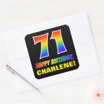 [ Thumbnail: 71st Birthday: Bold, Fun, Simple, Rainbow 71 Sticker ]