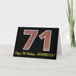 71st Birthday - Brick Wall Pattern "71" w/ Name Card