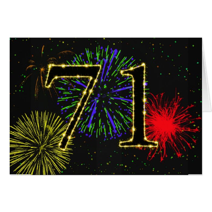 71st Birthday card with fireworks