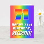 [ Thumbnail: 71st Birthday: Colorful, Fun Rainbow Pattern # 71 Card ]