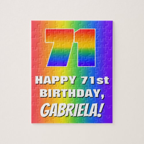 71st Birthday Colorful Fun Rainbow Pattern  71 Jigsaw Puzzle