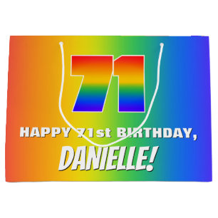 71st Birthday: Colorful, Fun Rainbow Pattern # 71 Large Gift Bag
