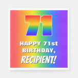 [ Thumbnail: 71st Birthday: Colorful, Fun Rainbow Pattern # 71 Napkins ]