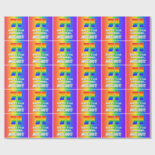 71st Birthday: Colorful, Fun Rainbow Pattern # 71 Wrapping Paper