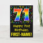 [ Thumbnail: 71st Birthday: Colorful Music Symbols + Rainbow 71 Card ]