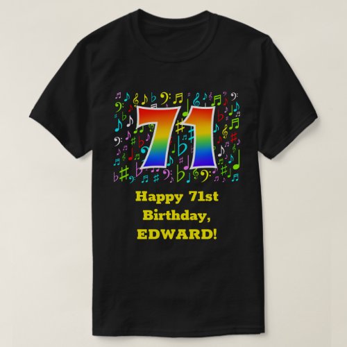 71st Birthday Colorful Music Symbols Rainbow 71 T_Shirt