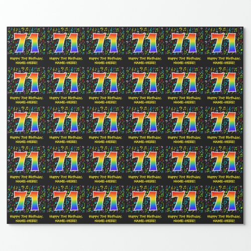 71st Birthday Colorful Music Symbols Rainbow 71 Wrapping Paper