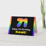[ Thumbnail: 71st Birthday: Colorful Rainbow # 71, Custom Name Card ]
