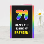 [ Thumbnail: 71st Birthday: Colorful Rainbow # 71, Custom Name Card ]