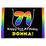 [ Thumbnail: 71st Birthday: Colorful Rainbow # 71, Custom Name Gift Bag ]