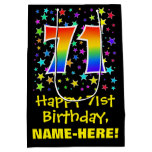 [ Thumbnail: 71st Birthday: Colorful Stars Pattern & Rainbow 71 Gift Bag ]