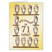 71st birthday, Curious owls card. (Front)