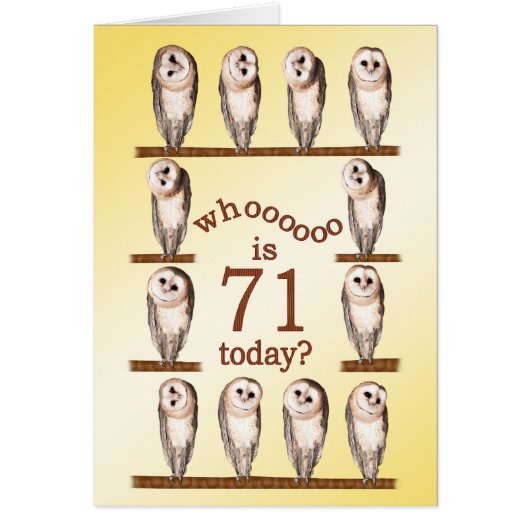 71st birthday, Curious owls card. Cards (Front)