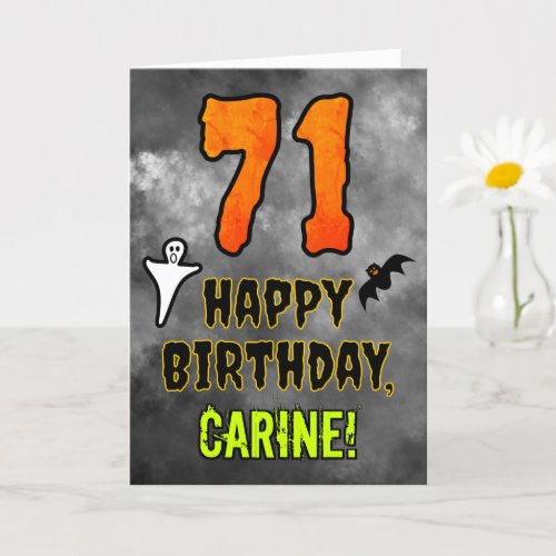 71st Birthday Eerie Halloween Theme  Custom Name Card