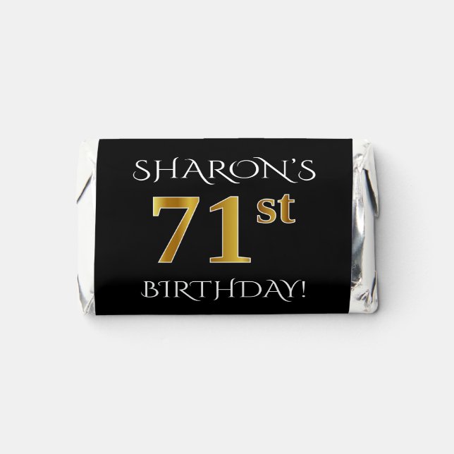 71st Birthday — Elegant, Faux Gold Look 71 + Name Hershey's Miniatures (Front)