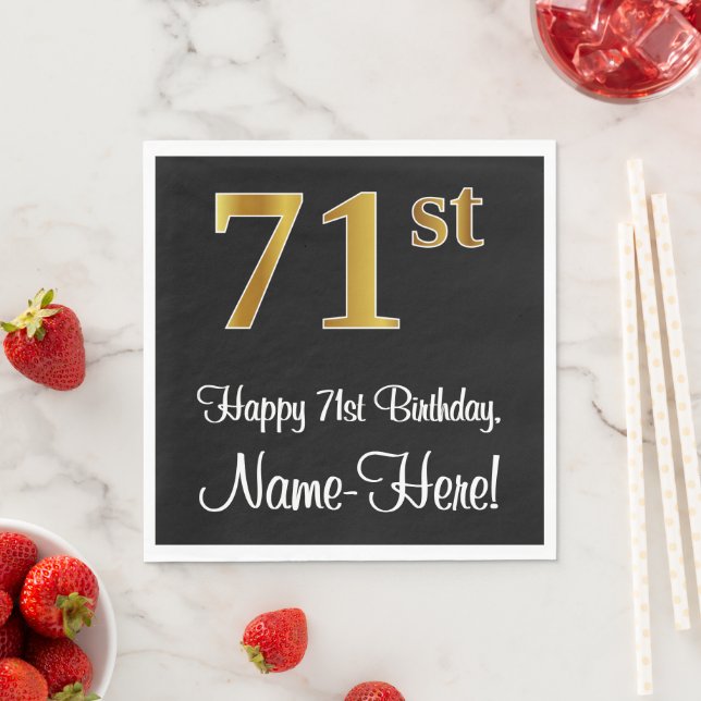 71st Birthday ~ Elegant Luxurious Faux Gold Look # Napkins (Insitu)