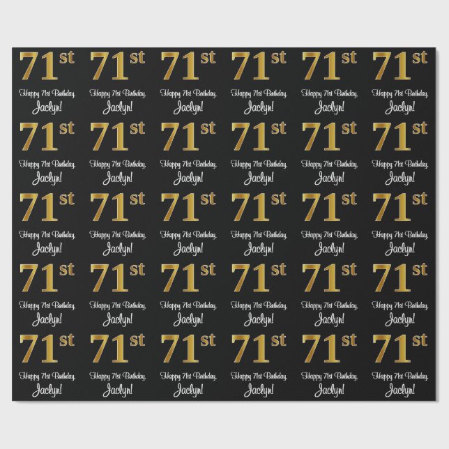 71st Birthday: Elegant Luxurious Faux Gold Look # Wrapping Paper (Flat)