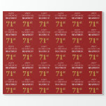 [ Thumbnail: 71st Birthday: Elegant, Red, Faux Gold Look Wrapping Paper ]