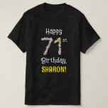 [ Thumbnail: 71st Birthday: Floral Flowers Number “71” + Name T-Shirt ]