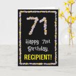 [ Thumbnail: 71st Birthday: Floral Flowers Number, Custom Name Card ]