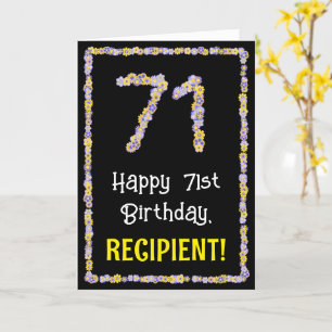 71st Birthday: Floral Flowers Number, Custom Name Card