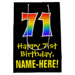 [ Thumbnail: 71st Birthday: Fun, Bold, Colorful, Rainbow "71" Gift Bag ]